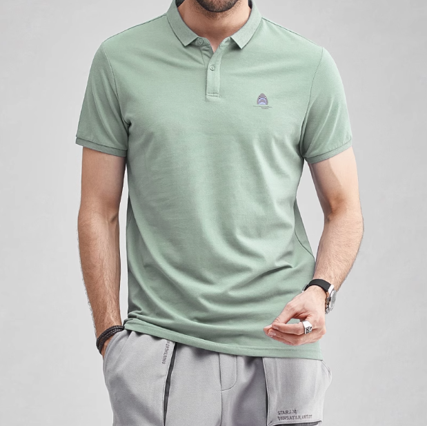 Men's Embroidered Lapel Short Sleeve Polo Shirt