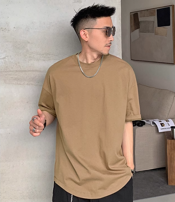 Men's Round Neck Pullover Solid Color T-Shirt
