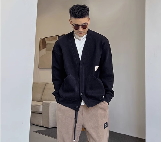 Men's Loose Casual V-Neck Cardigan Jacket