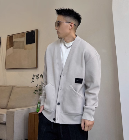 Men's Loose Casual V-Neck Cardigan Jacket