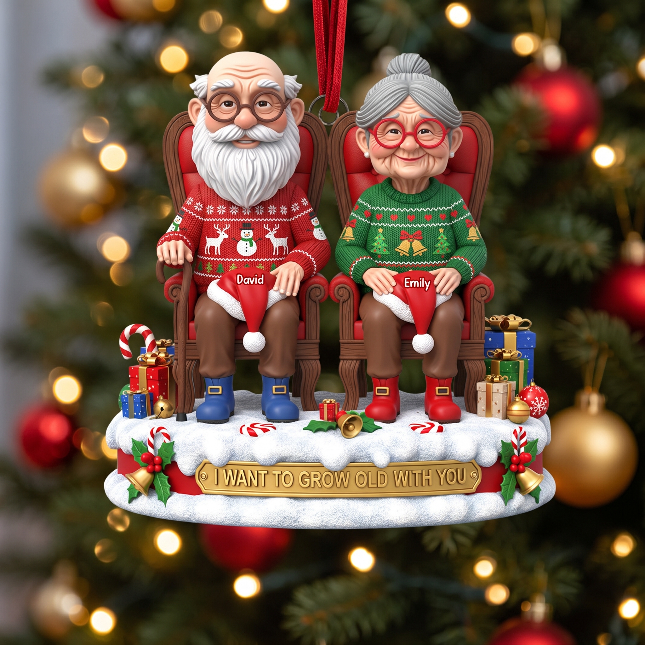 Old Couple Christmas Ornament - Personalized Gifts For Couple