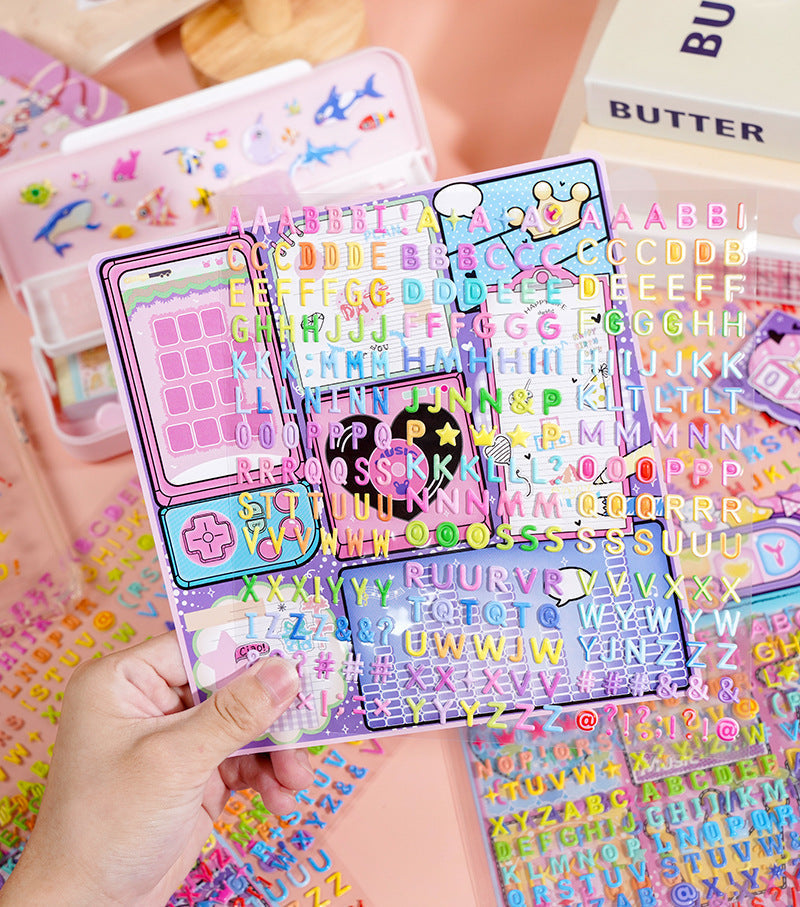 Kawaii Alphabet Puffy Sticker Set