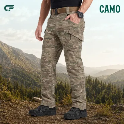 FlexCamo - Men's 9-Pocket Straight Fit Tactical Waterproof Pants - Camo Colors