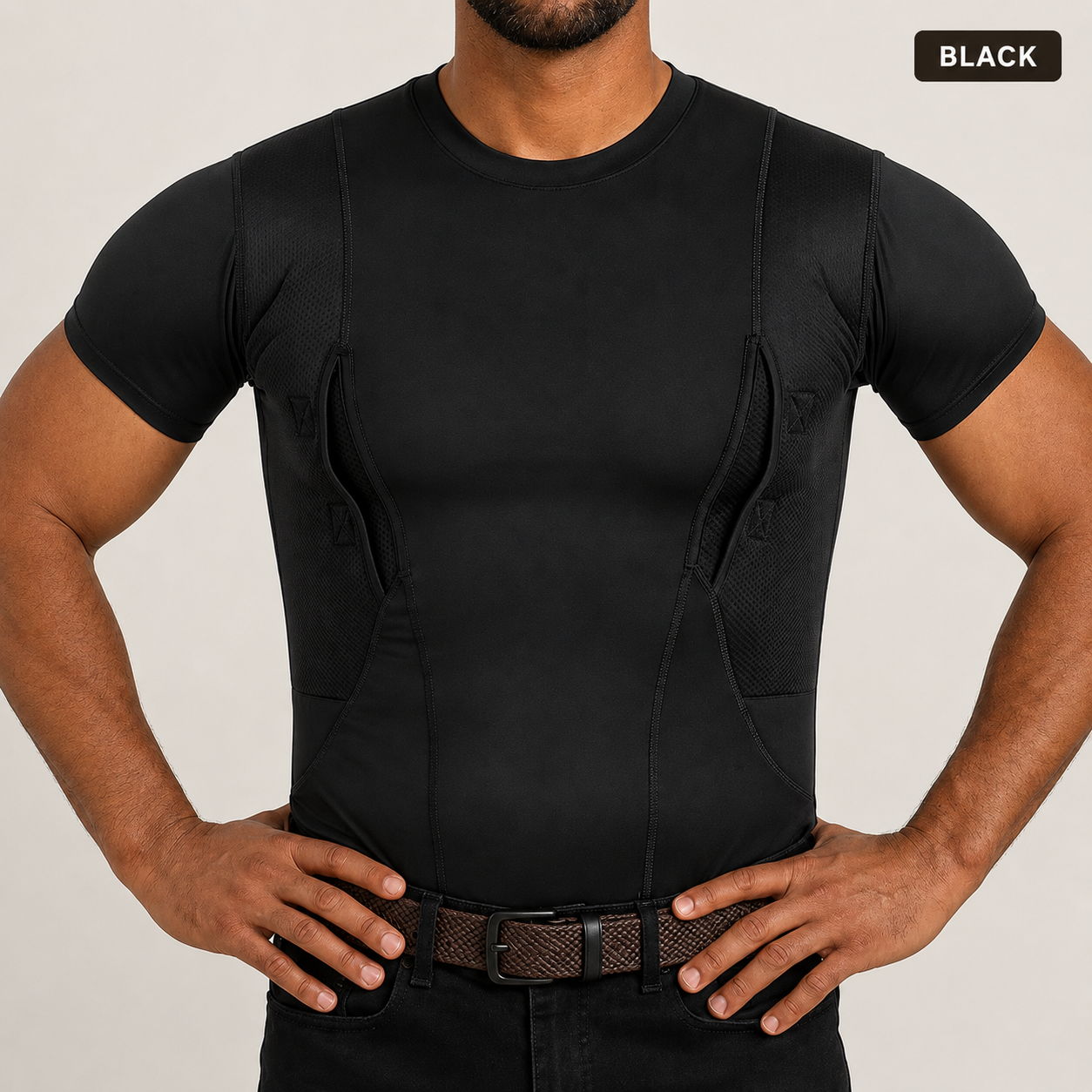 Black dual-side compression shirt