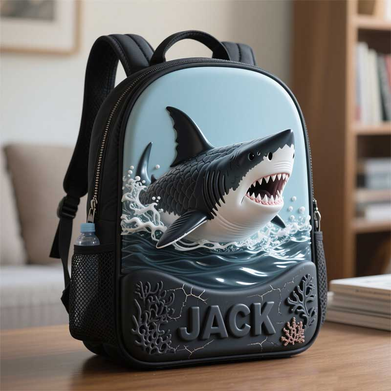 Personalized Kids Shark Themed School Bag
