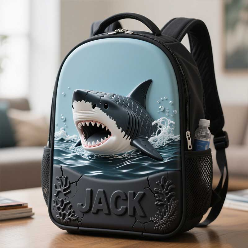 Personalized Kids Shark Themed School Bag