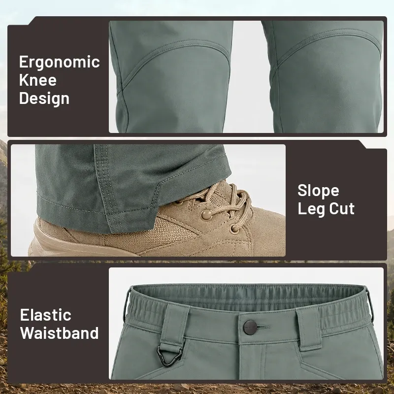 FlexCamo - Men's 9-Pocket Straight Fit Tactical Waterproof Pants - Solid Colors
