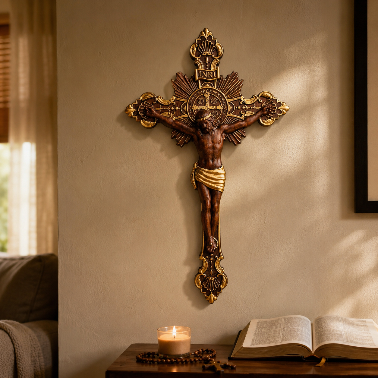 St. Benedict Exorcism Cross carved - Bless you and your family