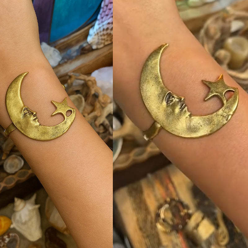 Star And Moon Pattern Open Bracelet