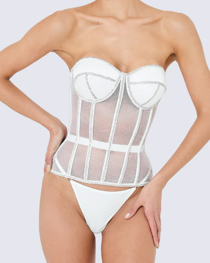 Rhinestone Mesh Sexy Restraint Belt