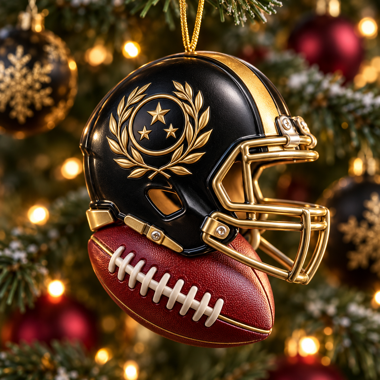 Black Gold Laurel Helmet Ornament