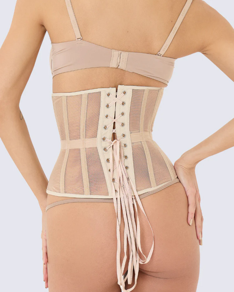 Sexy Mesh Lace-Up Corset