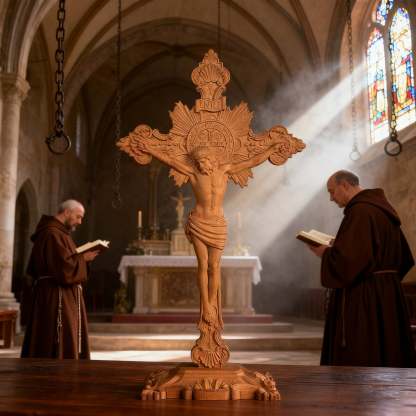 St. Benedict Exorcism Cross carved - Bless you and your family