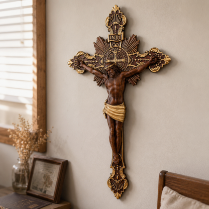 St. Benedict Exorcism Cross carved - Bless you and your family