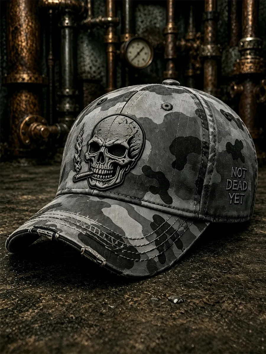 Retro Skull Art Print Casual Baseball Cap