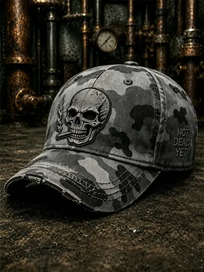 Retro Skull Art Print Casual Baseball Cap