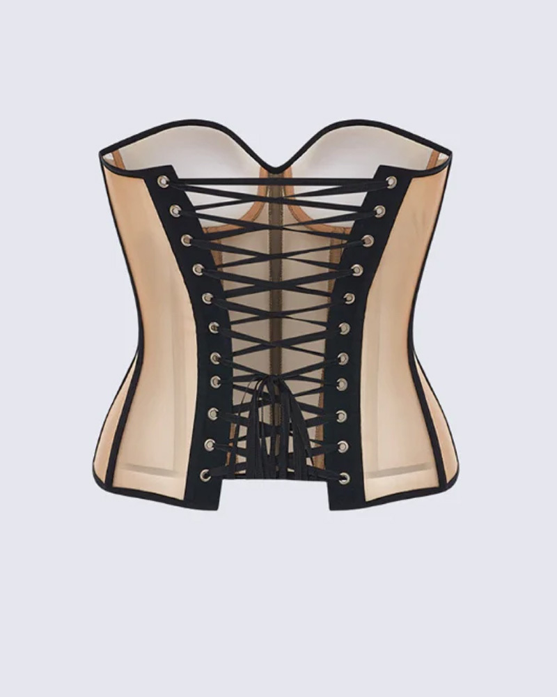 Retro Mesh Color Block Corset