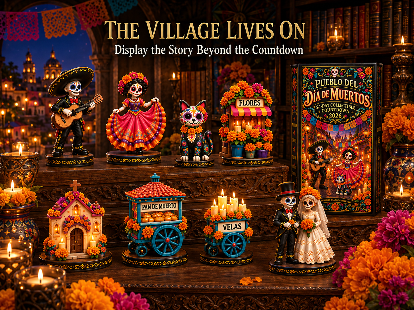 Completed Dia de Muertos Heritage Village display