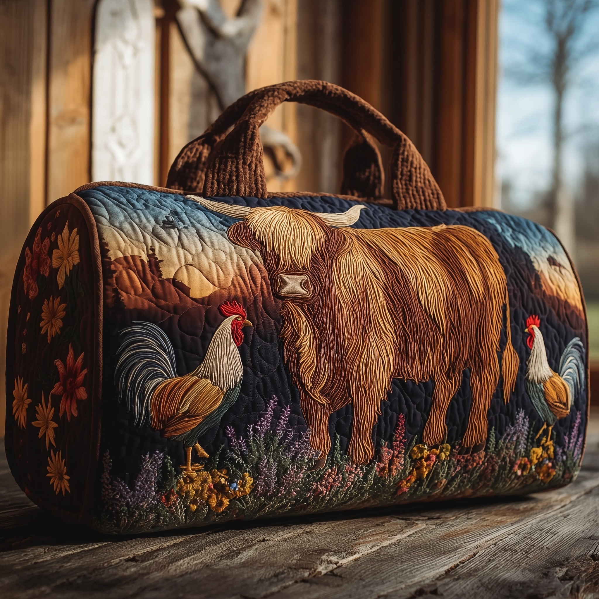 🎉Flash Sale 57% OFF❤️Highland Cow Quilted Duffle Bag