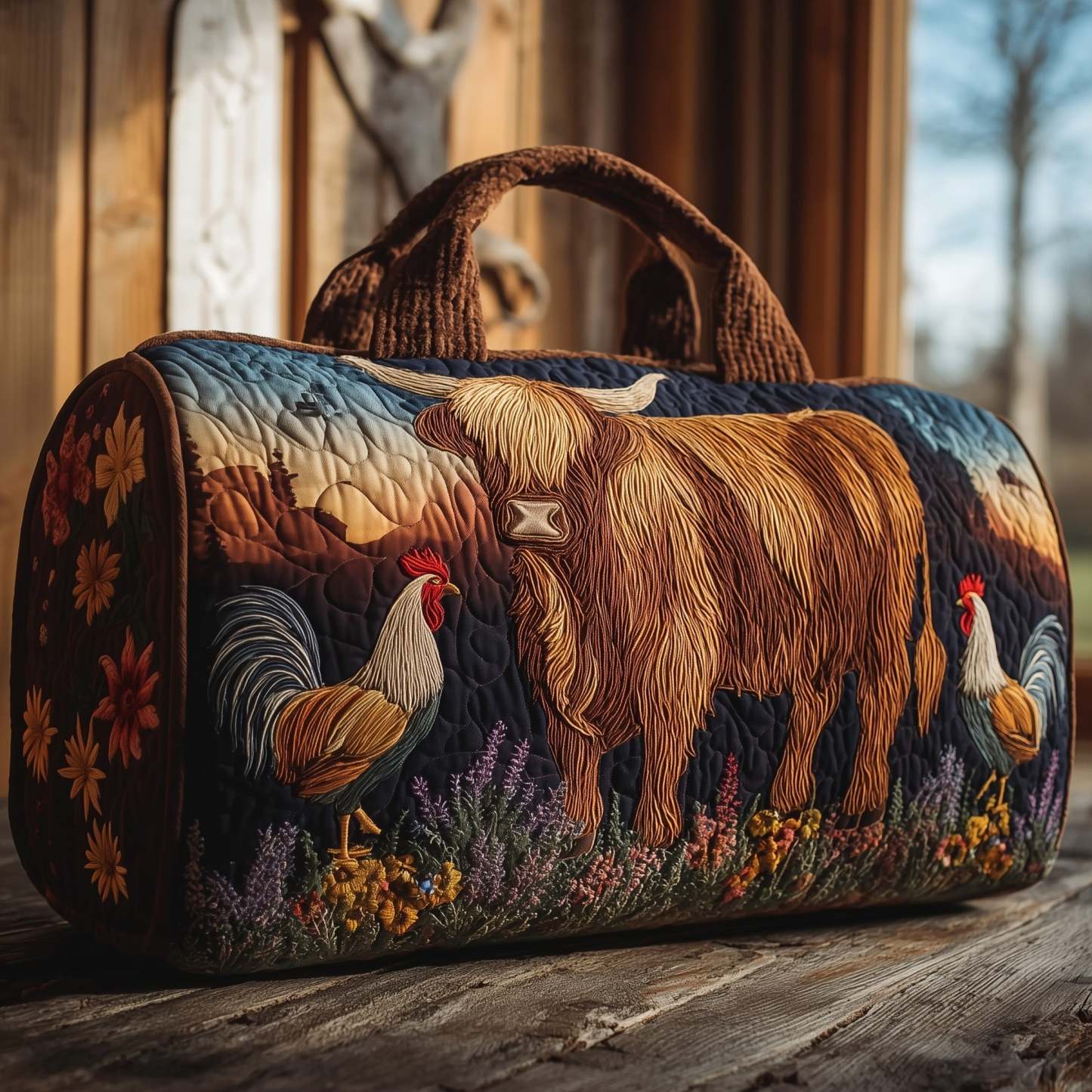 🎉Flash Sale 57% OFF❤️Highland Cow Quilted Duffle Bag