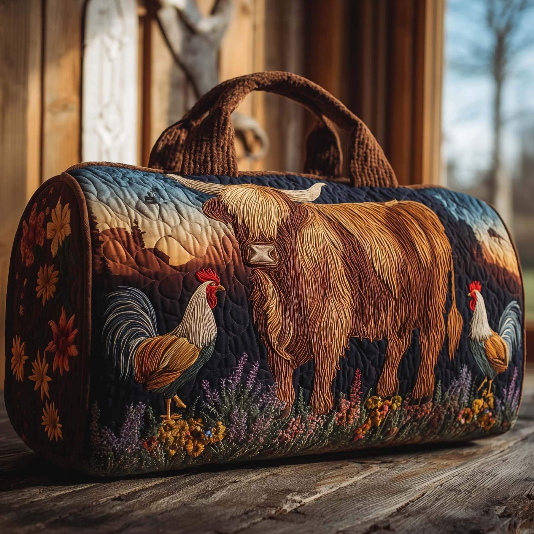 🎉Flash Sale 57% OFF❤️Highland Cow Quilted Duffle Bag
