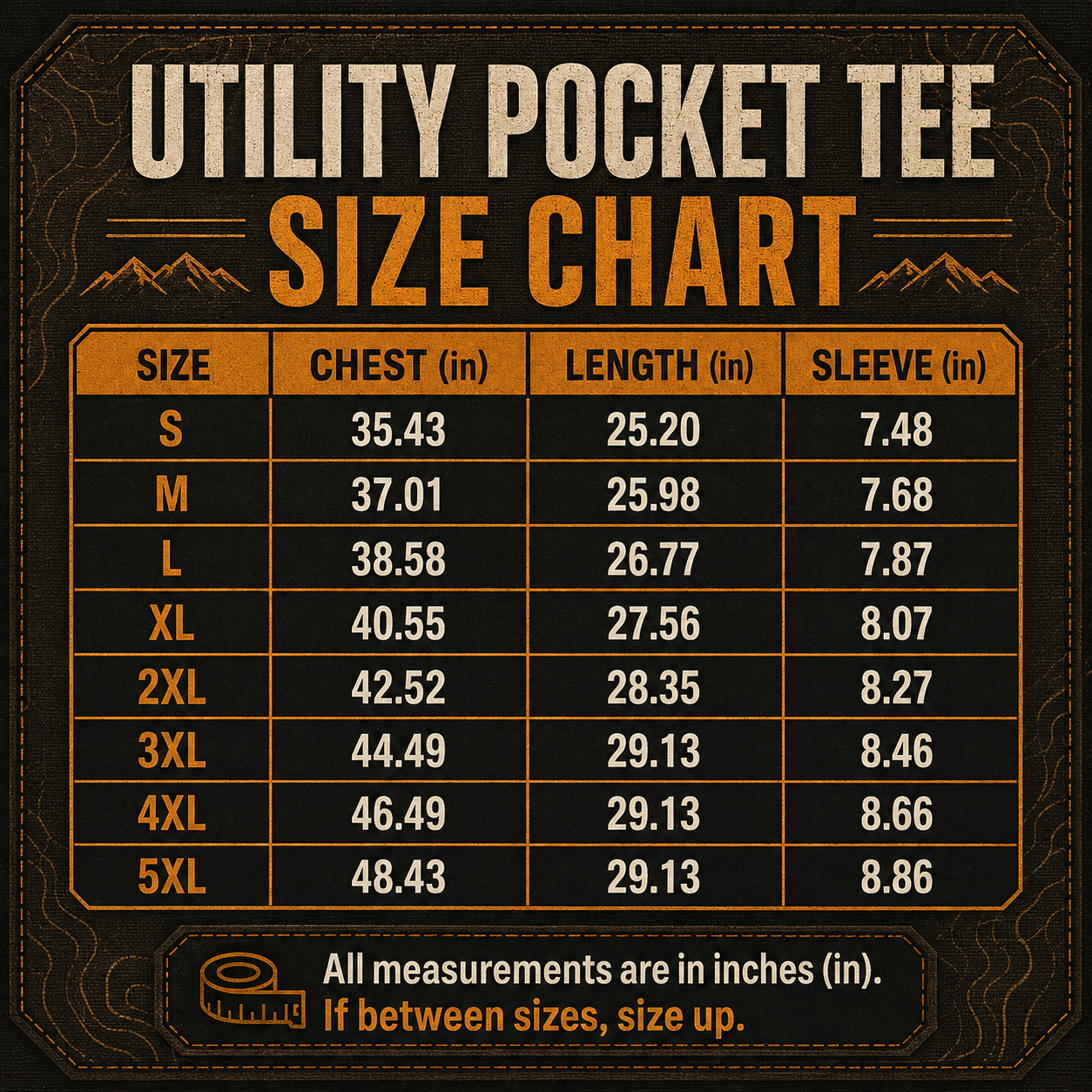 Compression shirt sizing guide