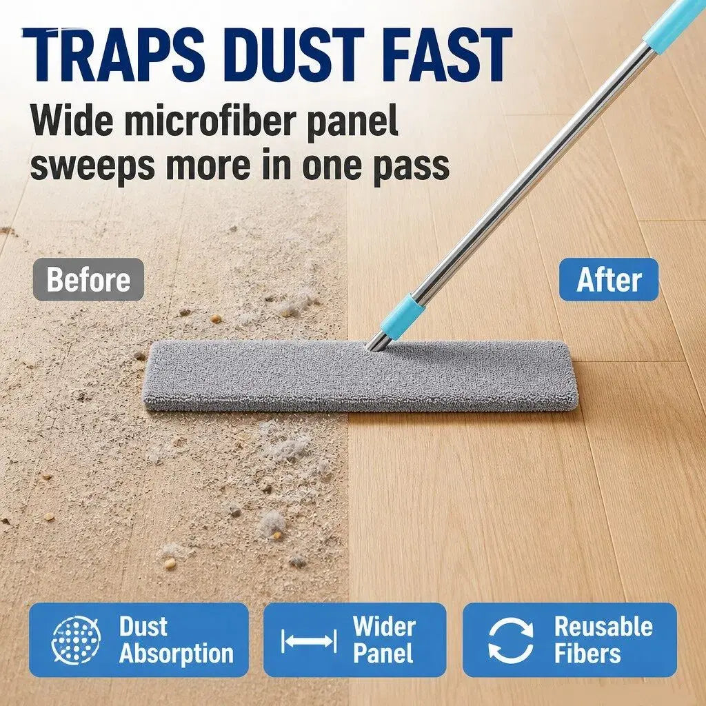 Wide microfiber dust cleaning panel