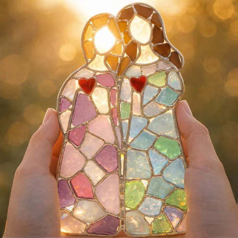 💝 Handmade Ocean Glass Suncatcher – Mother & Child Symbol of Love and Light