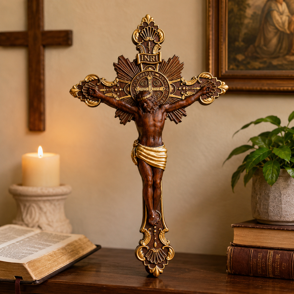 St. Benedict Exorcism Cross carved - Bless you and your family