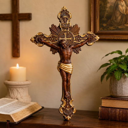 St. Benedict Exorcism Cross carved - Bless you and your family