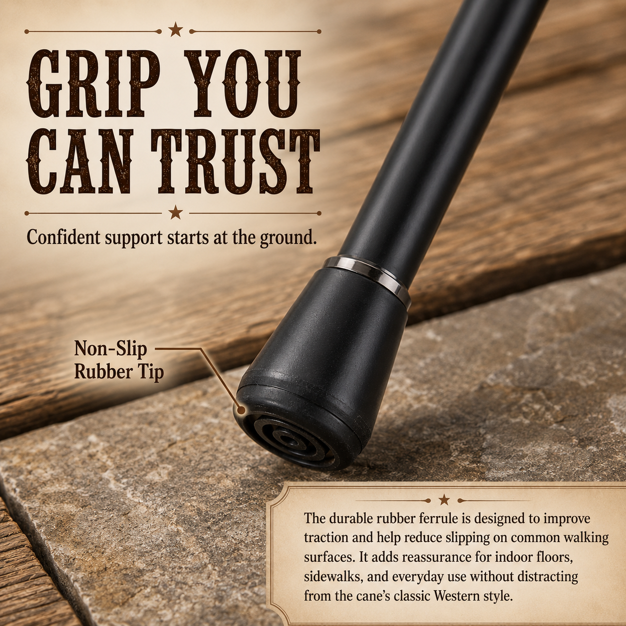 Vintage Western revolver-inspired walking cane handle
