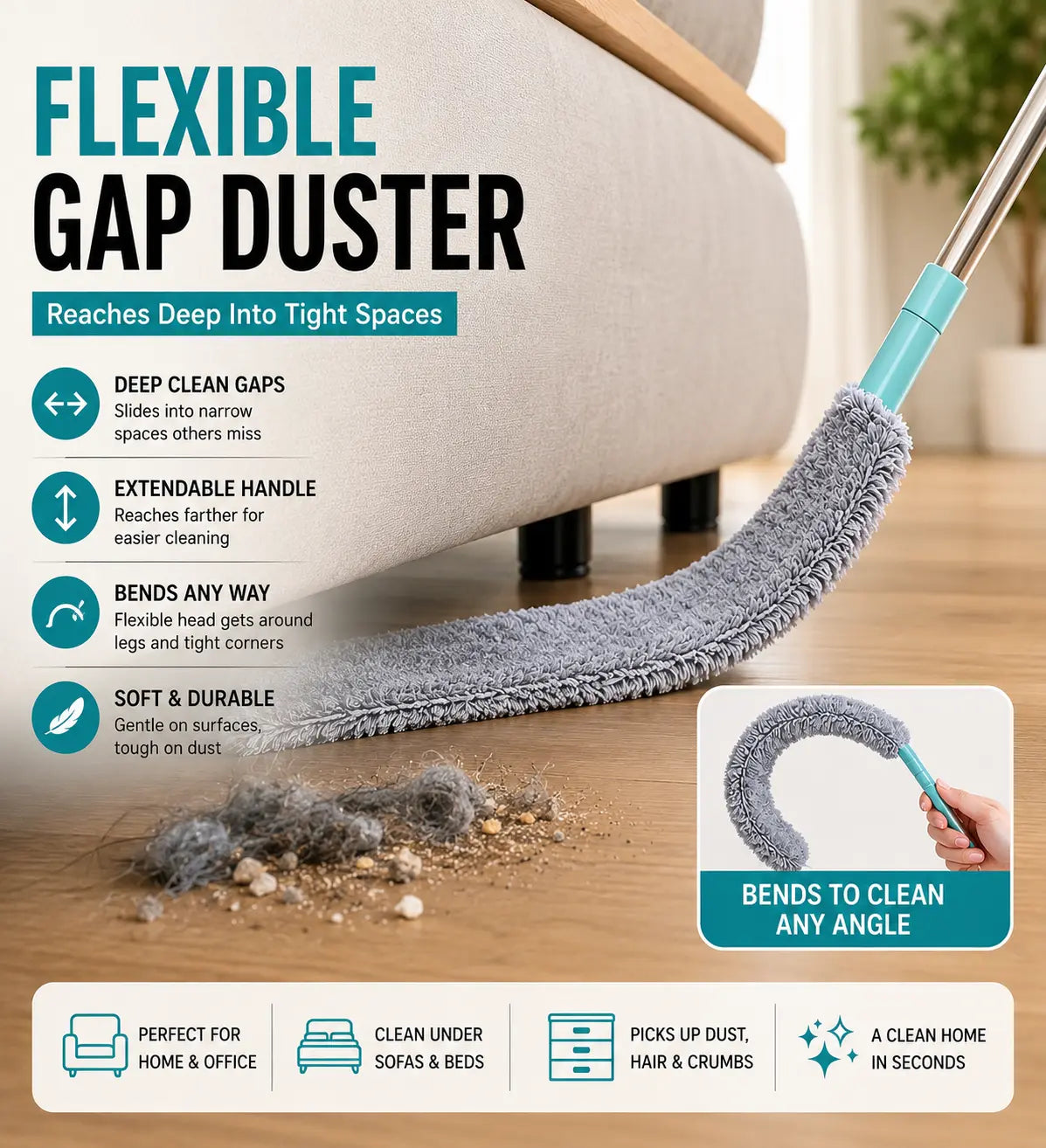 Flexible gap duster