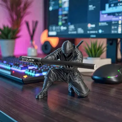 Ninja Warrior Pen Holder With Sword and Weapon Accessories