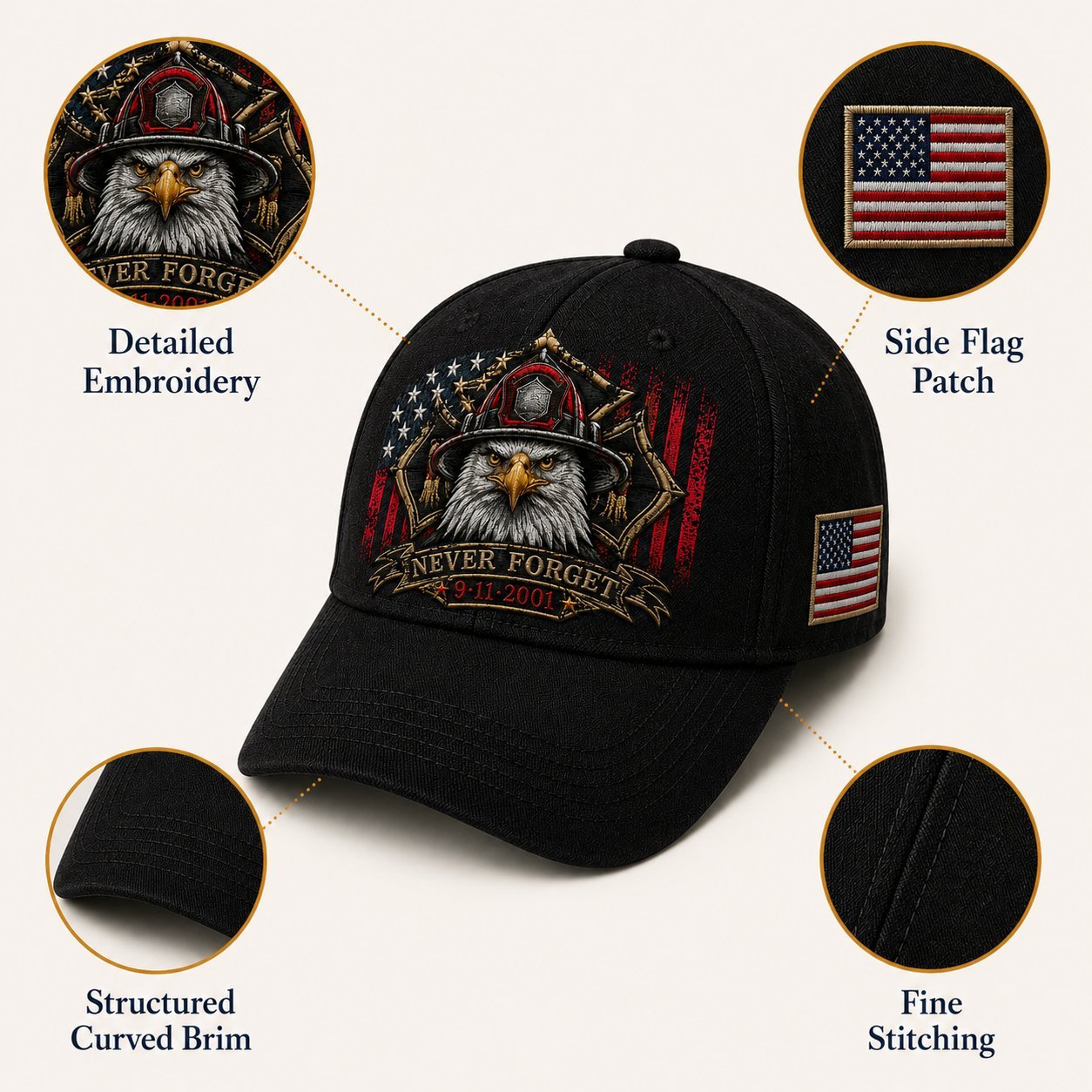 🧢Never Forget Memorial Cap 🎁 Buy the Cap Get the Matching Tribute Coin FREE