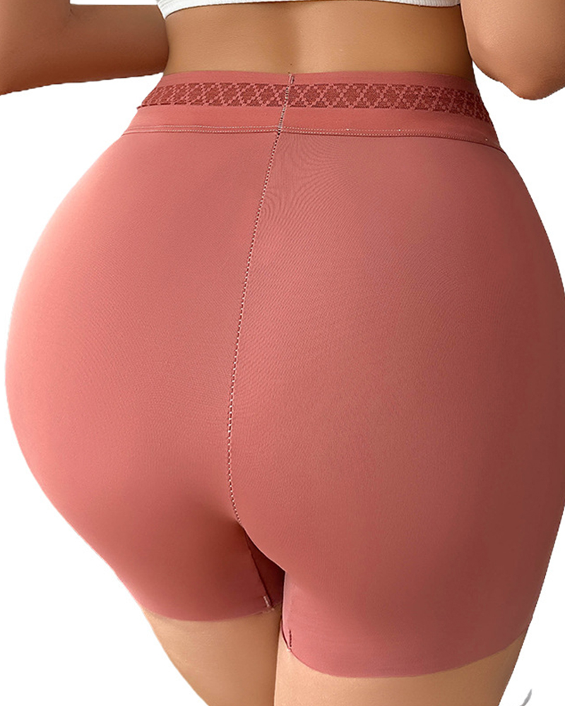 Solid Color Hip-Lifting And Tummy-Control Shorts