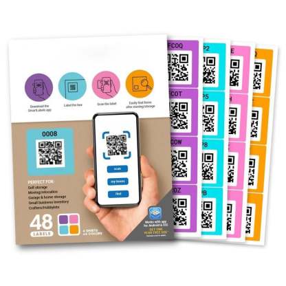 Original Color-Coded Scannable QR Labels (48 Pack)