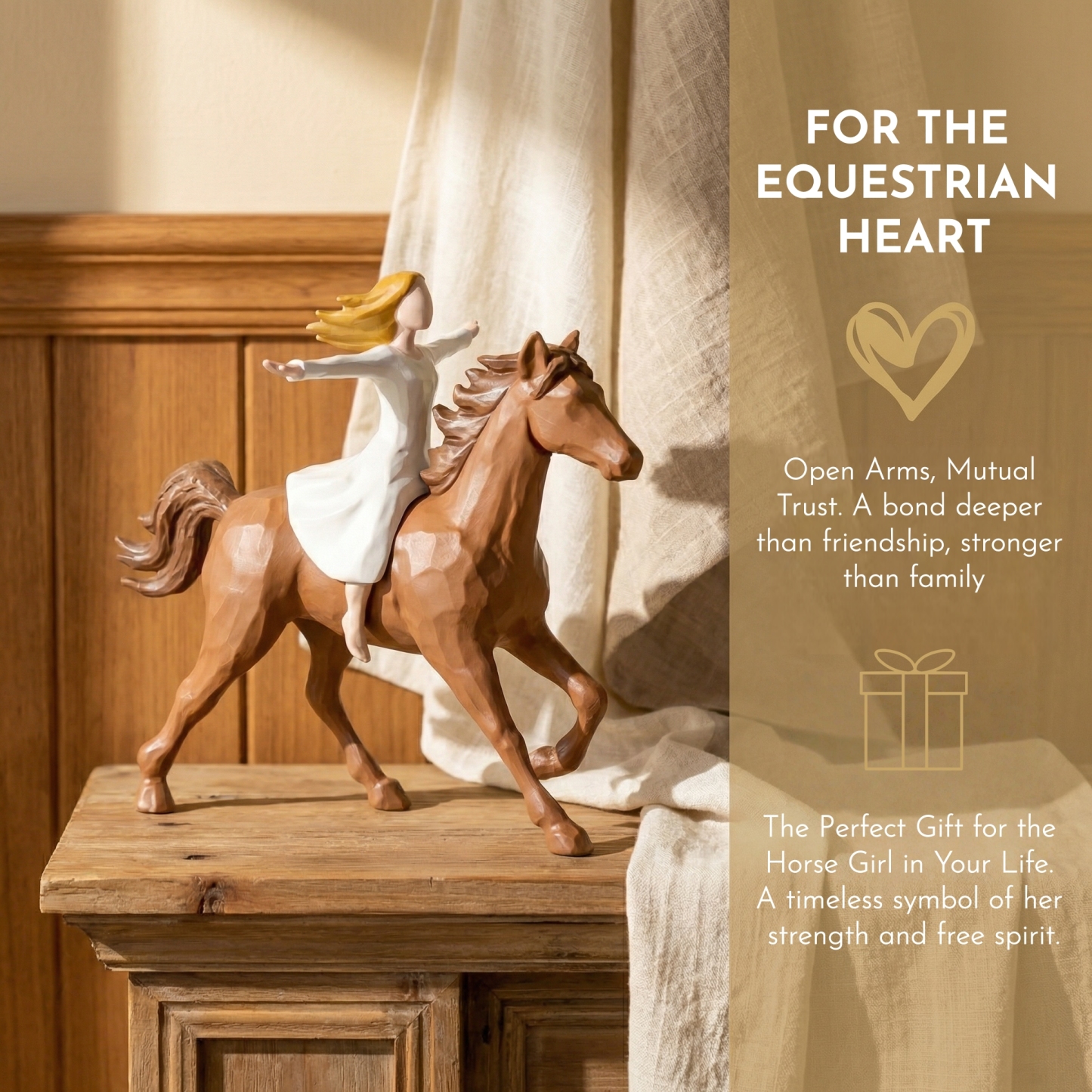 Handmade Resin Girl Riding Horse Figurine