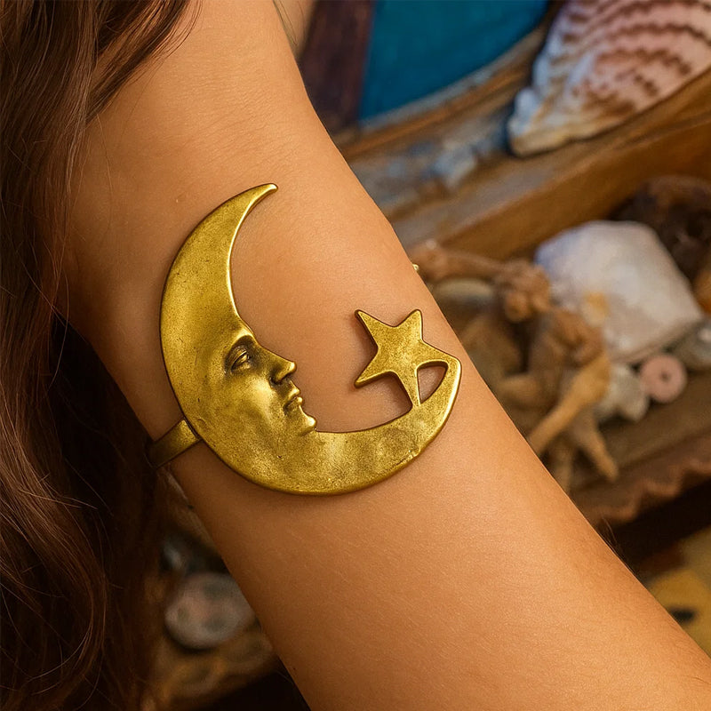 Star And Moon Pattern Open Bracelet