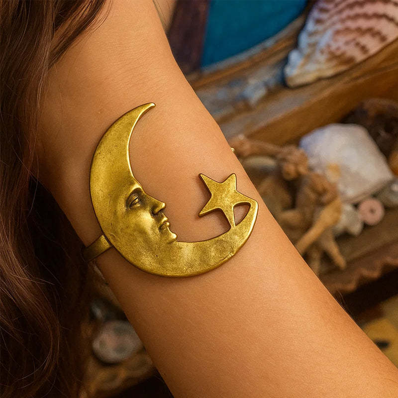 Star And Moon Pattern Open Bracelet