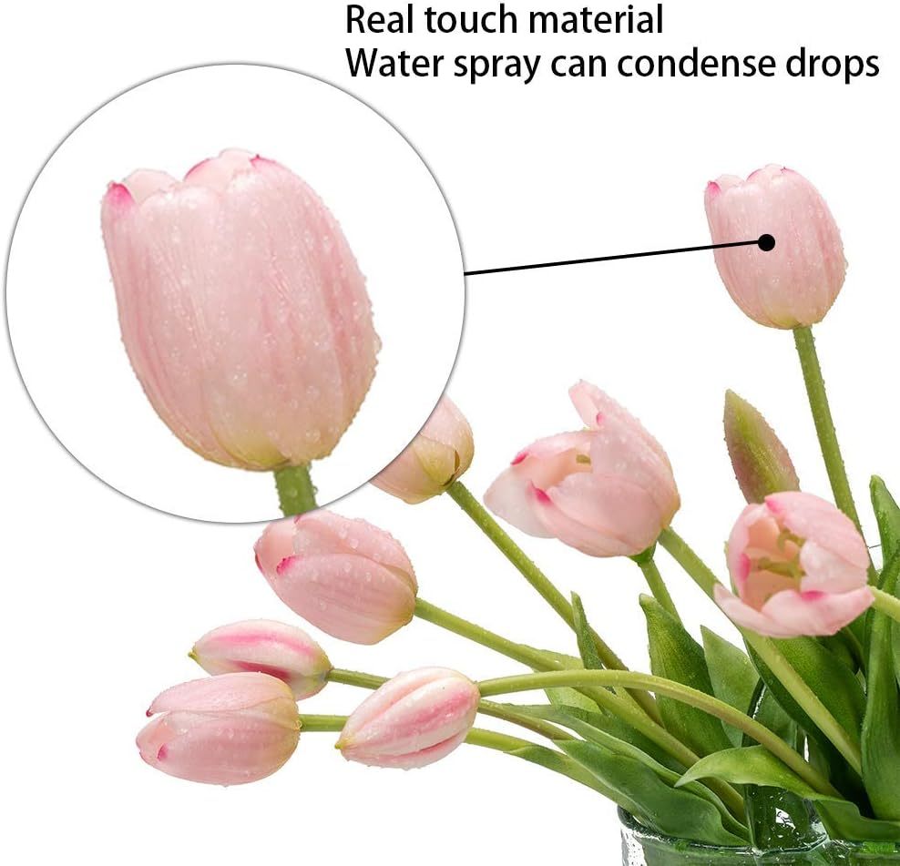 Artificial Tulips Flowers, Real Touch Latex Bouquet,Easter-ready Spring Décor