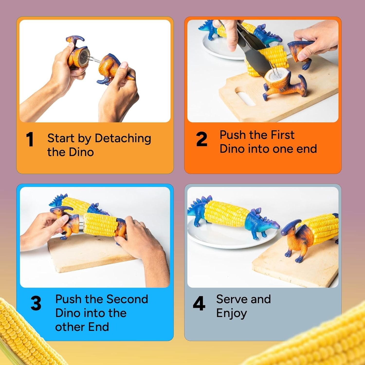 🔥Last Day Promotion🦖 Dino Bite Corn Holders™ 🌽Turn Ordinary Corn Into The Most Fun Thing On The Table🧒
