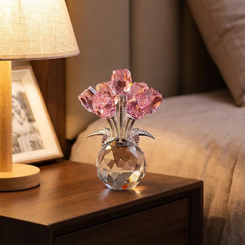 🌹 Mother's Day 49% OFF ! ⚡ Everlasting Crystal Rose Flower Figurine in Vase – Sparkling Crystal Craft, Eternal Flower Design, Exquisite Vase Set & Elegant Home Decor 💎