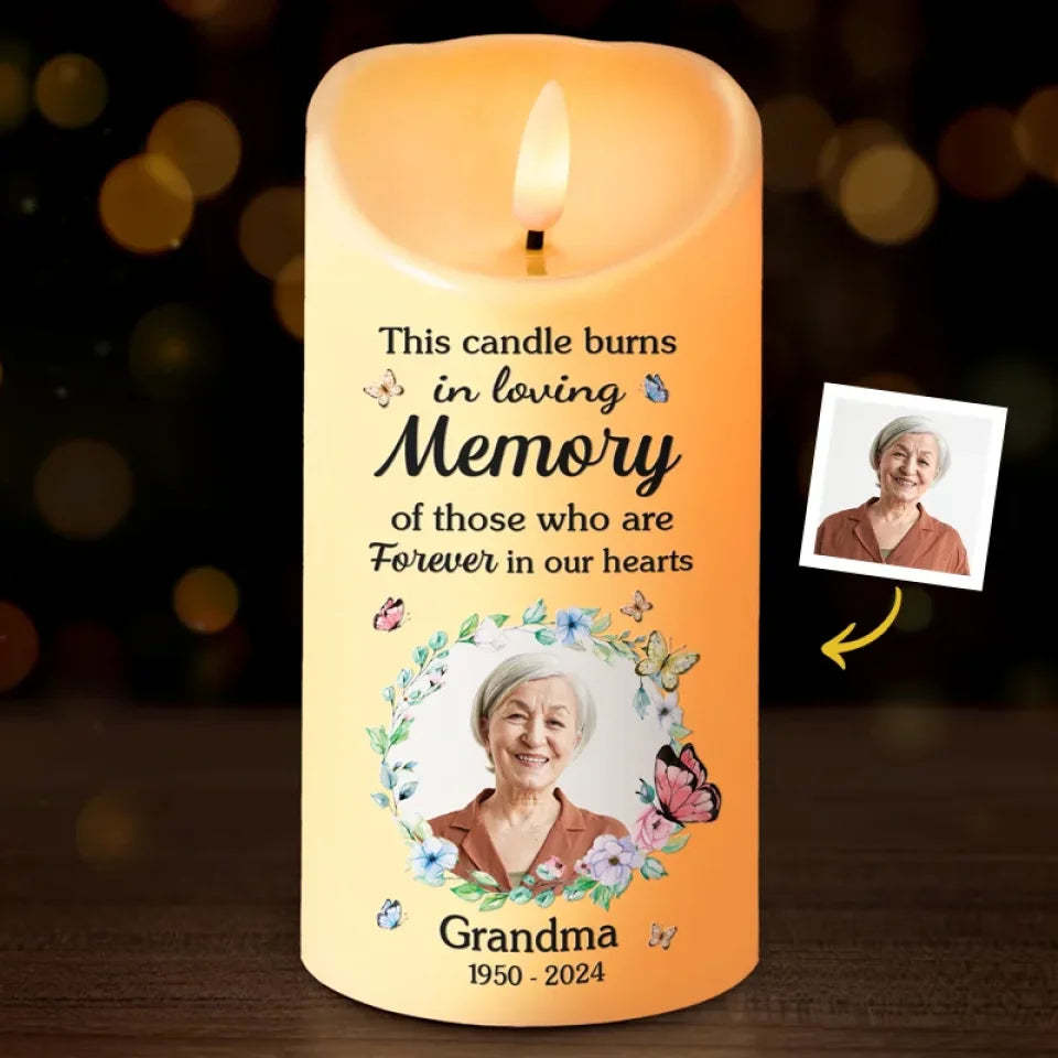 Custom Photo LED Candle - Personalized Christmas Memorial Sympathy Gif