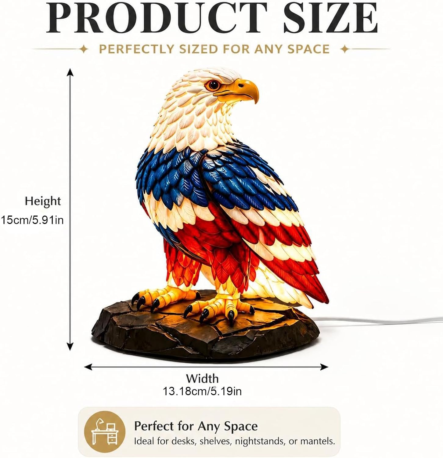 🔥Last day 54% OFF🦅 USA Patriotic Bald Eagle LED Lamp | Red White Blue Eagle Sculpture Night Light