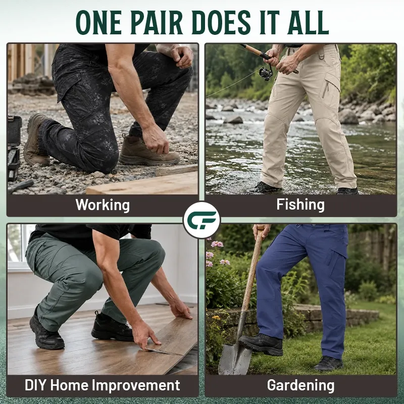 FlexCamo - Men's 9-Pocket Straight Fit Tactical Waterproof Pants - Camo Colors
