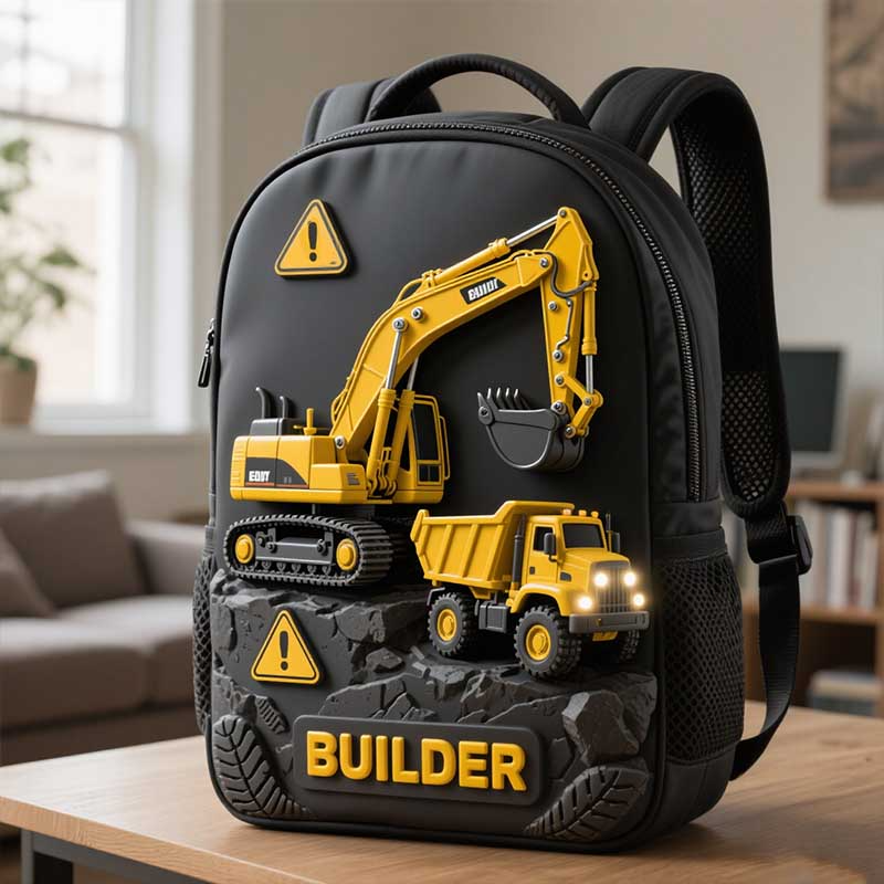 Personalized Children's Engineering Vehicle Themed School Bag