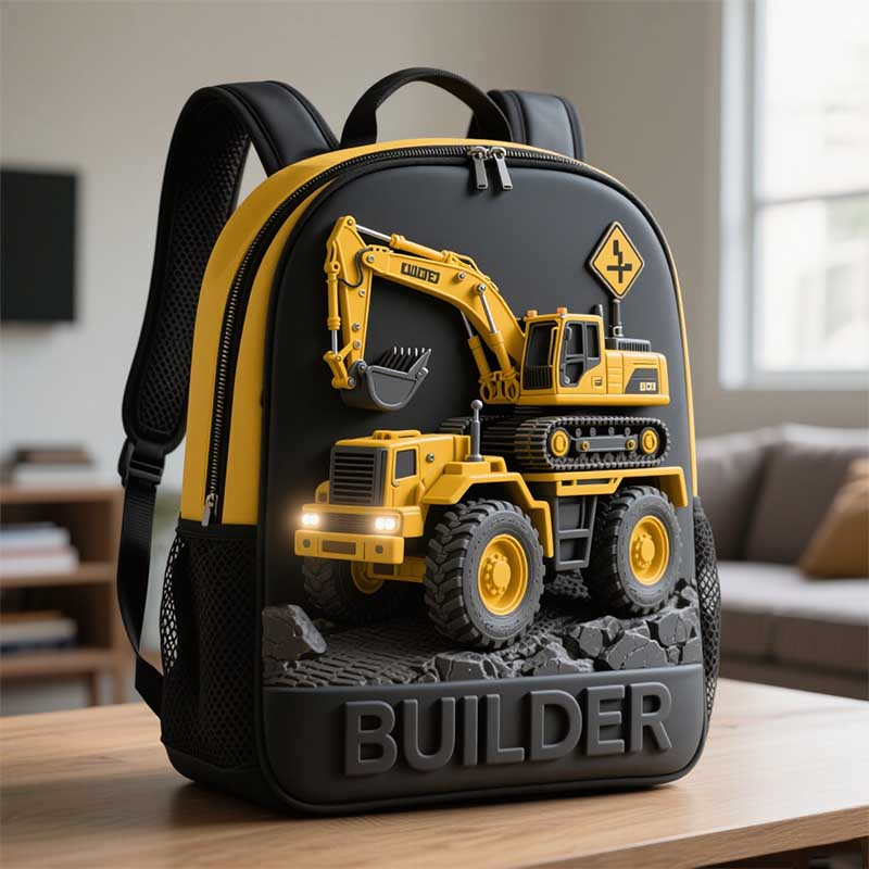 Personalized Children's Engineering Vehicle Themed School Bag