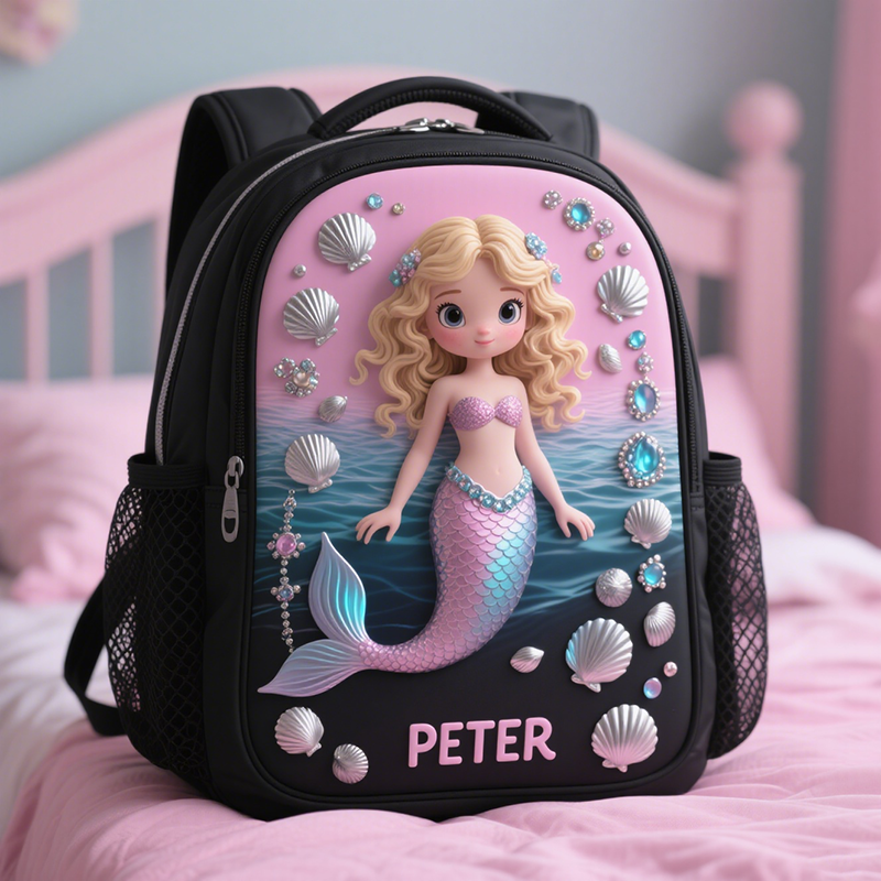Personalized mermaid theme school bag