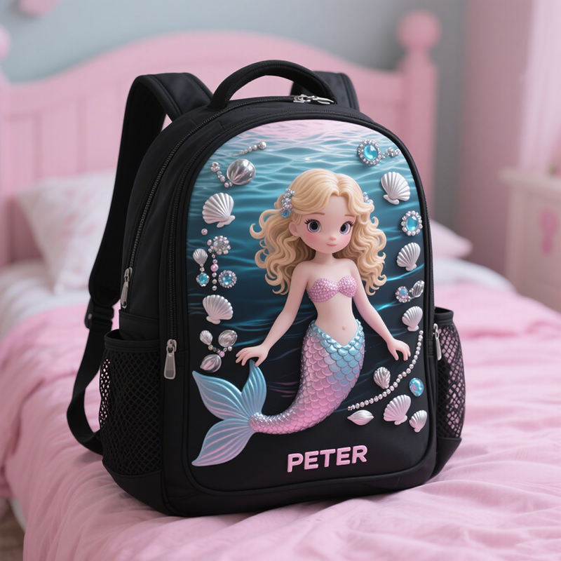 Personalized mermaid theme school bag