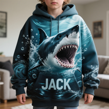 Custom Kids Shark Themed Cool Hoodie